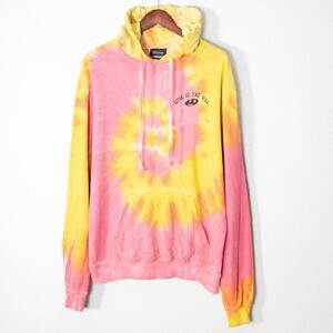 Pink+Dolphin Men’s Hoodie Dopamine Streetwear Tie-Dye Psychedelic Graphic Large